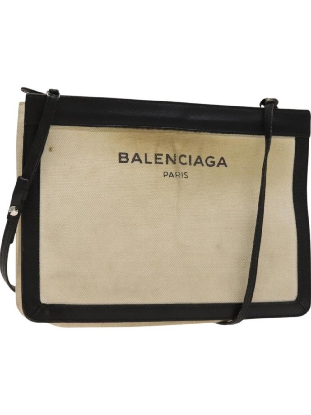 BALENCIAGA Shoulder Bag Canvas Beige Black Silver